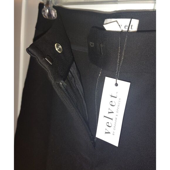 VELVET BY GRAHAM & SPENCER Women's Kyndall Staight Leg Split Pant Black Size 12 - Picture 5 of 9